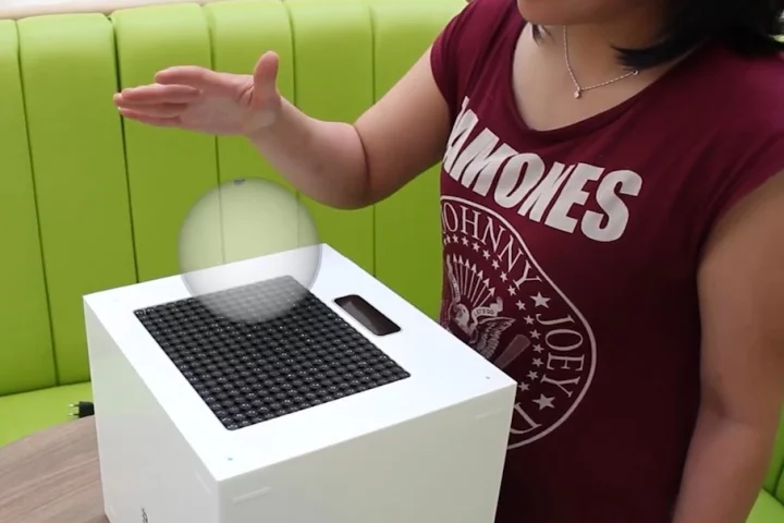 Researchers have used projected ultrasound to create floating 3D shapes that can be seen and felt in mid-air (Photo: University of Bristol)
