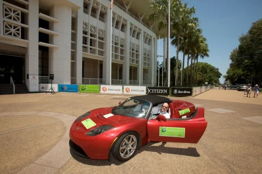 The Tesla Roadster is taking part in the Eco Challenge