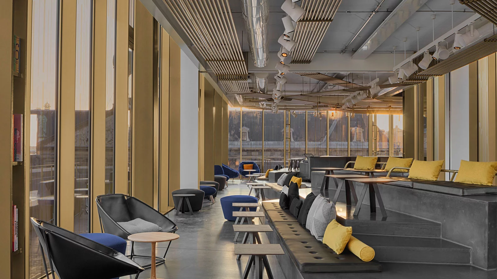 The W Lounge at W Amsterdam is the hotel's "reinterpretation of the traditional hotel lobby"