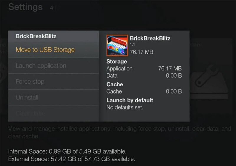Move apps to USB flash drive