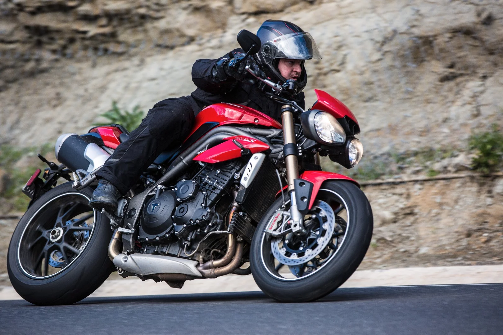 Triumph Speed Triple S: some riders prefer the looser, comfort-focused feeling of the S bike's suspension, others prefer the precision and control of the R model with its Ohlins front and rear