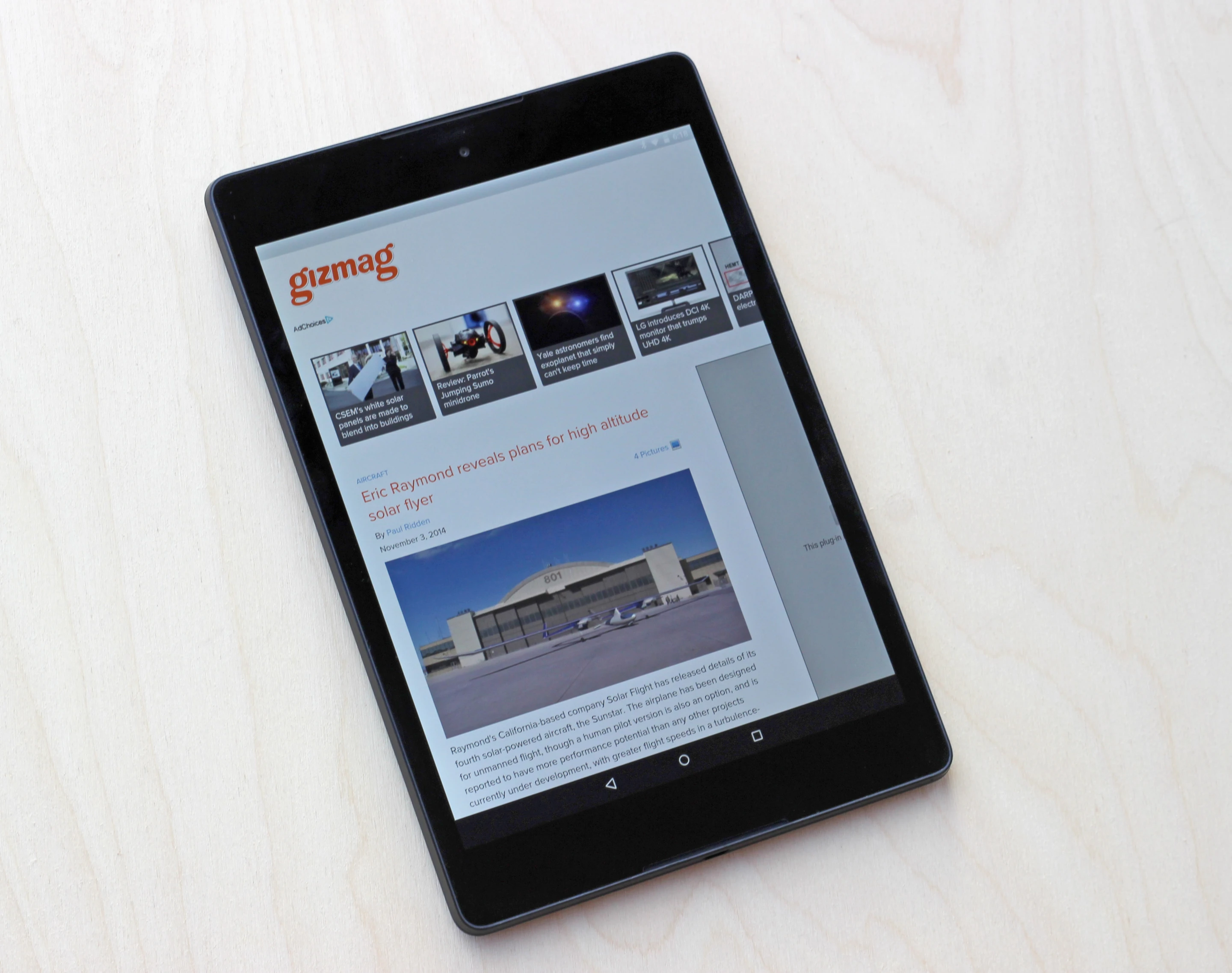 Chrome browser running on the Nexus 9 (Photo: Will Shanklin/Gizmag.com)