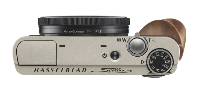 The Hasselblad Stellar has a champagne-colored aluminium body and matching metal operation controls