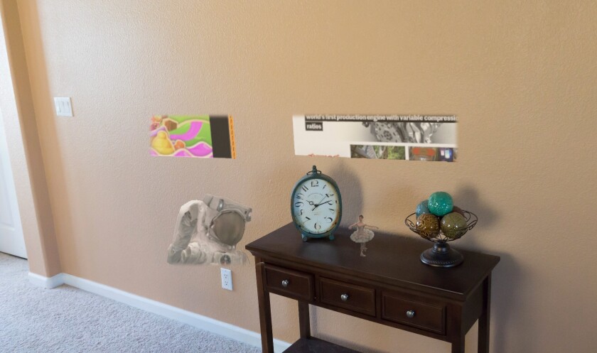 Simulated image of all HoloLens' limited FOV would let you see in that scene without moving your head