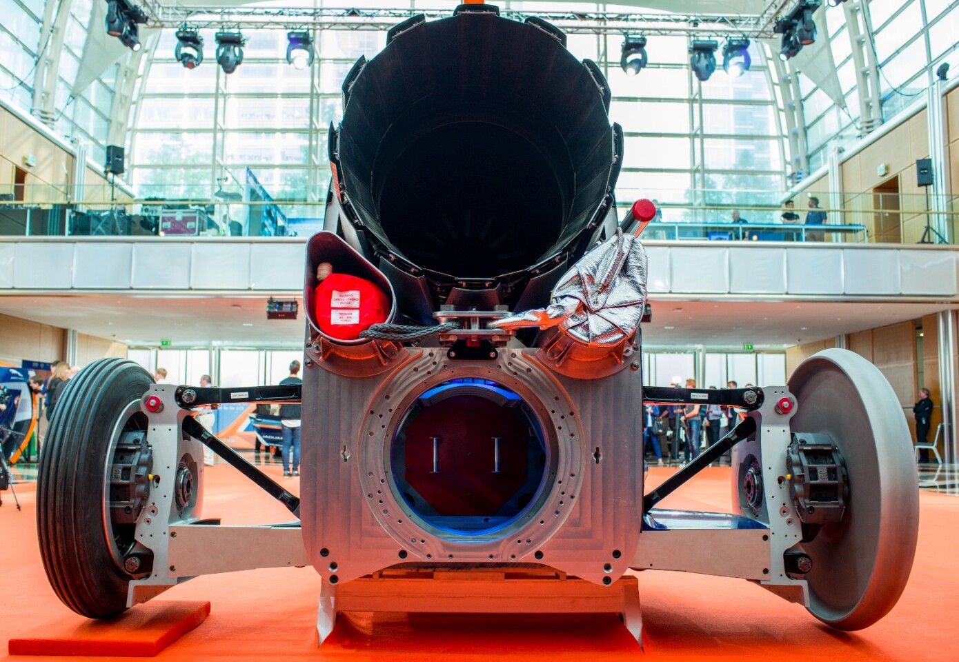 The rear of Bloodhound SSC shows the jet engine above the space for the rockets