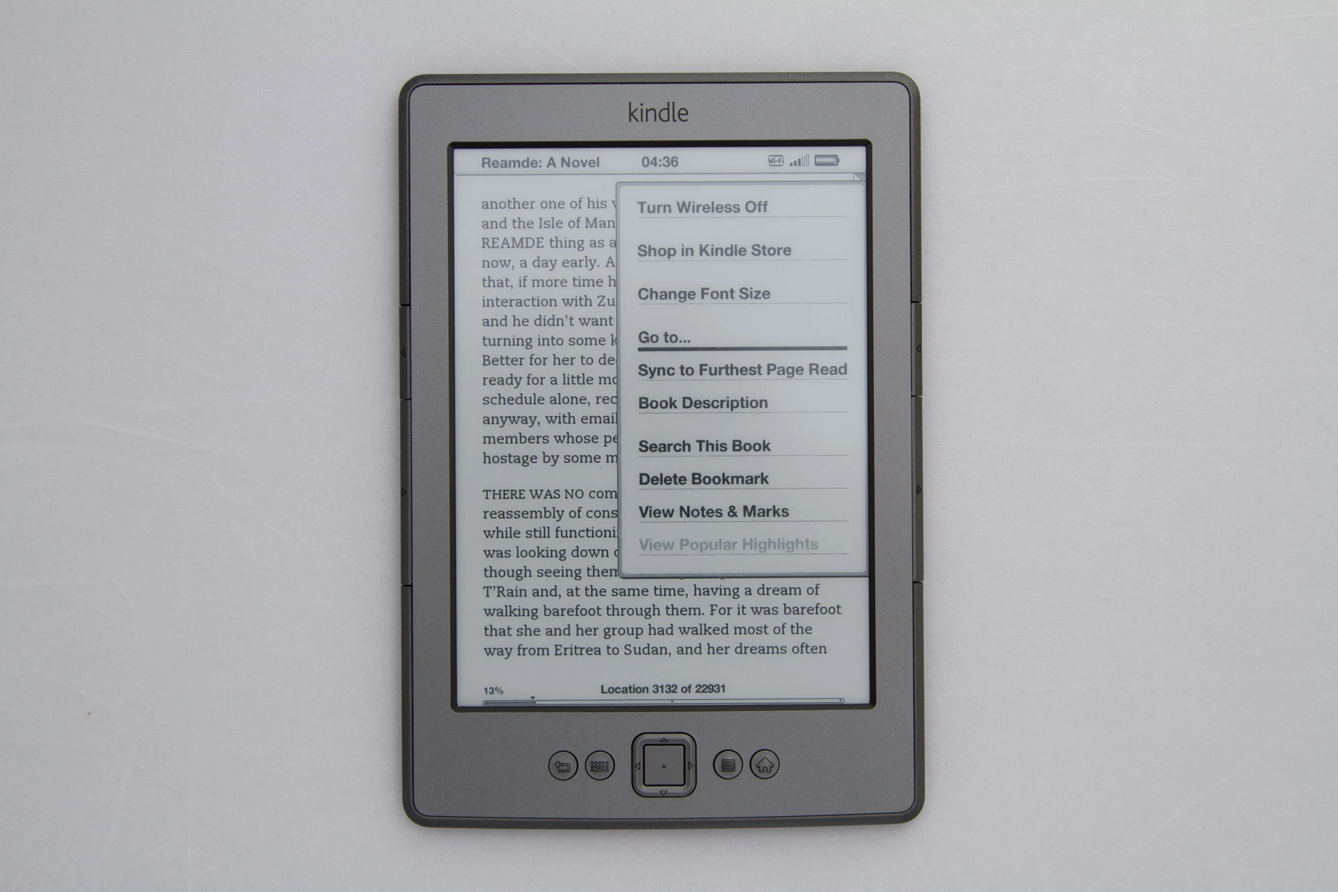 The in text menu options