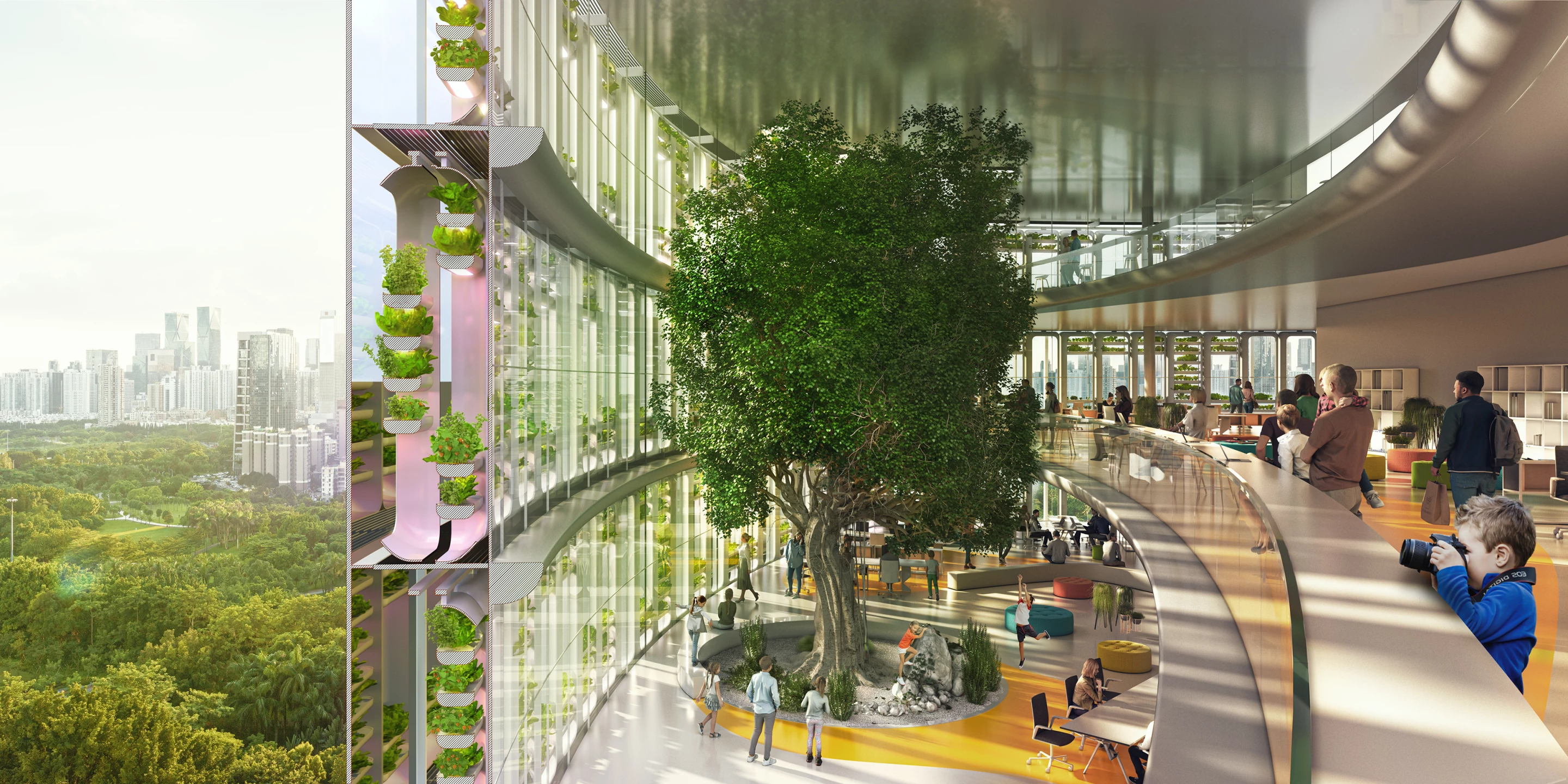 The Jian Mu Tower would feature huge amounts of greenery integrated into its facade