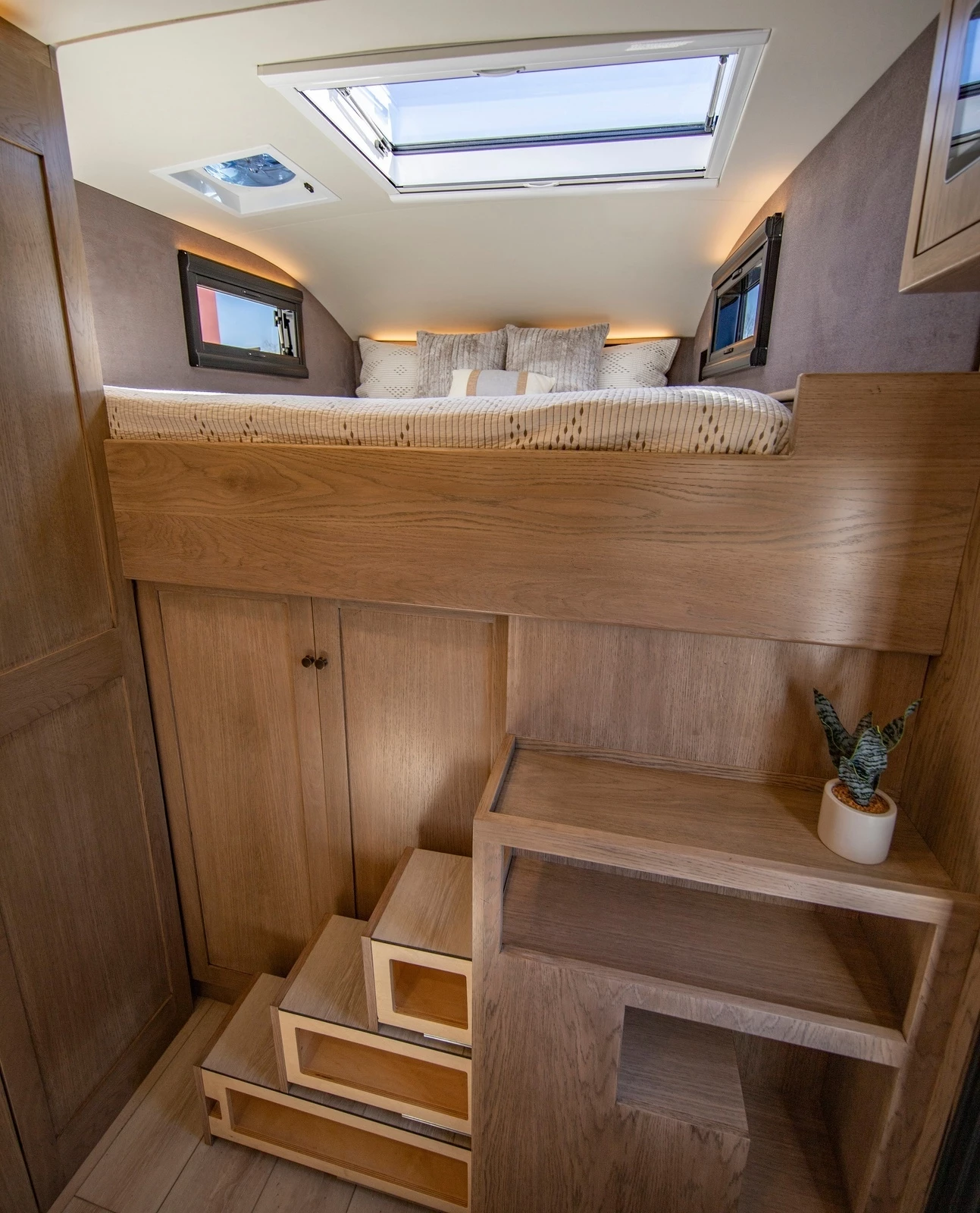 The Cali king master alcove bed offers a spacious night of sleep for two