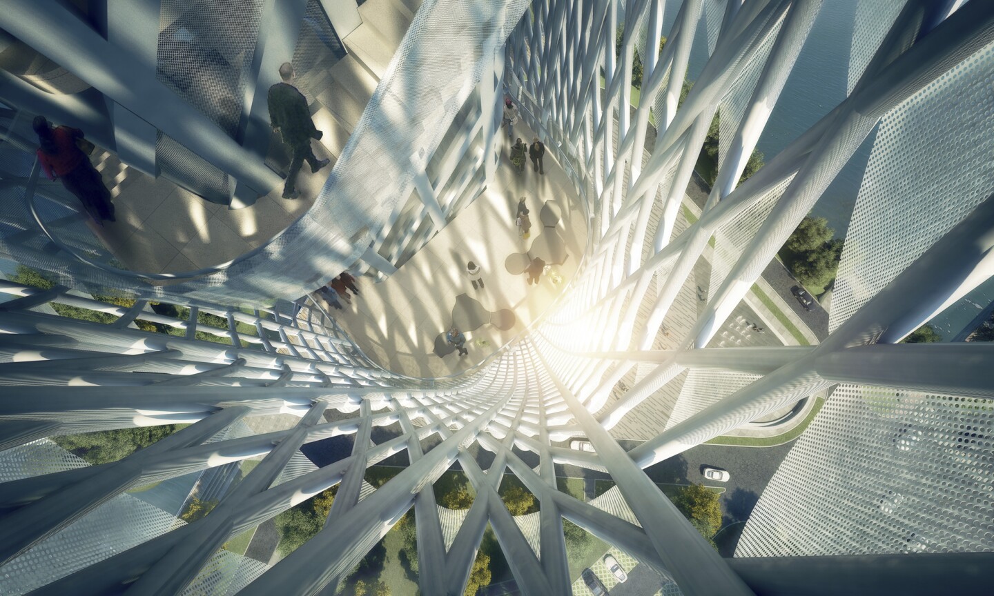 RMJM also reports that the aluminum scales will provide interesting natural light patterns within the building (Image: RMJM)