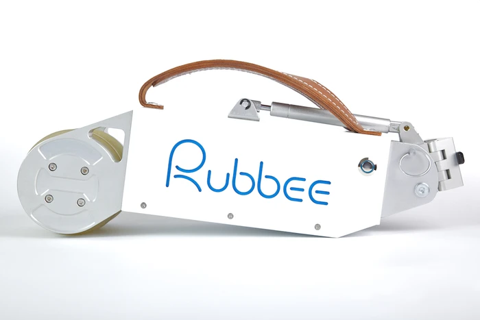 The Rubbee includes a leather carrying handle