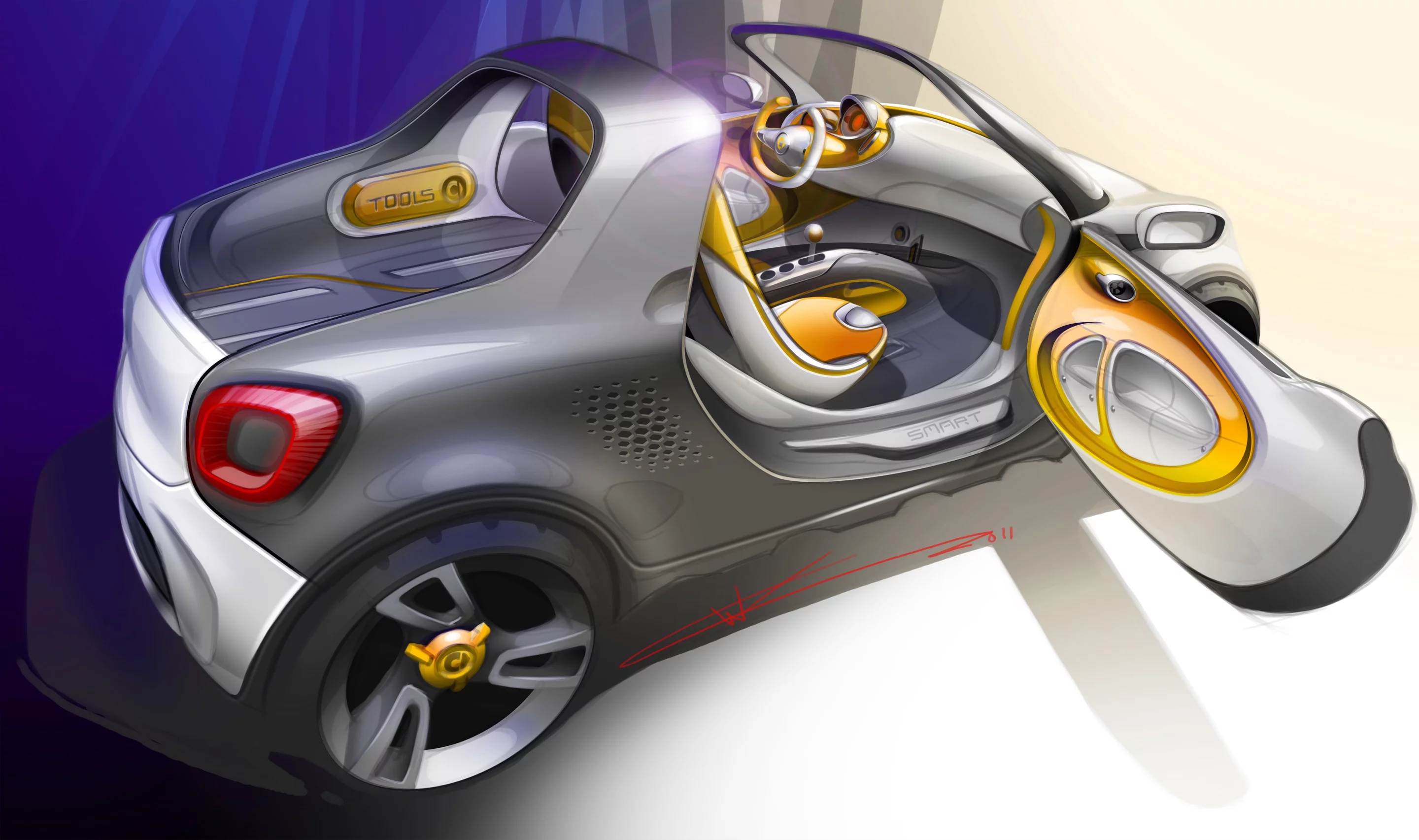 The smart for-us is a concept car, that combines a smart fortwo with a pickup truck