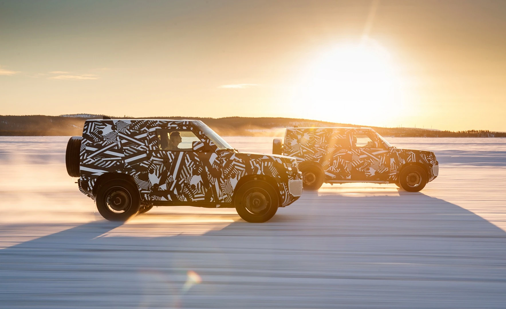 The prototype Land Rover Defender during trials in the Arctic