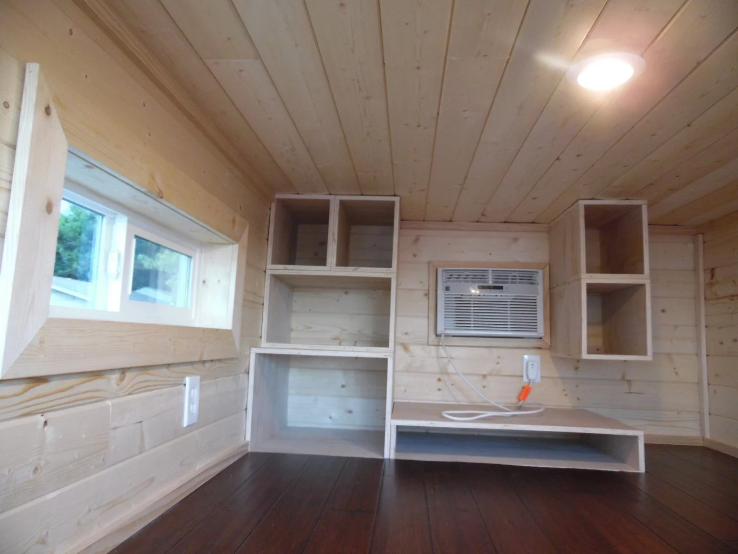 The loft sleeping area storage space