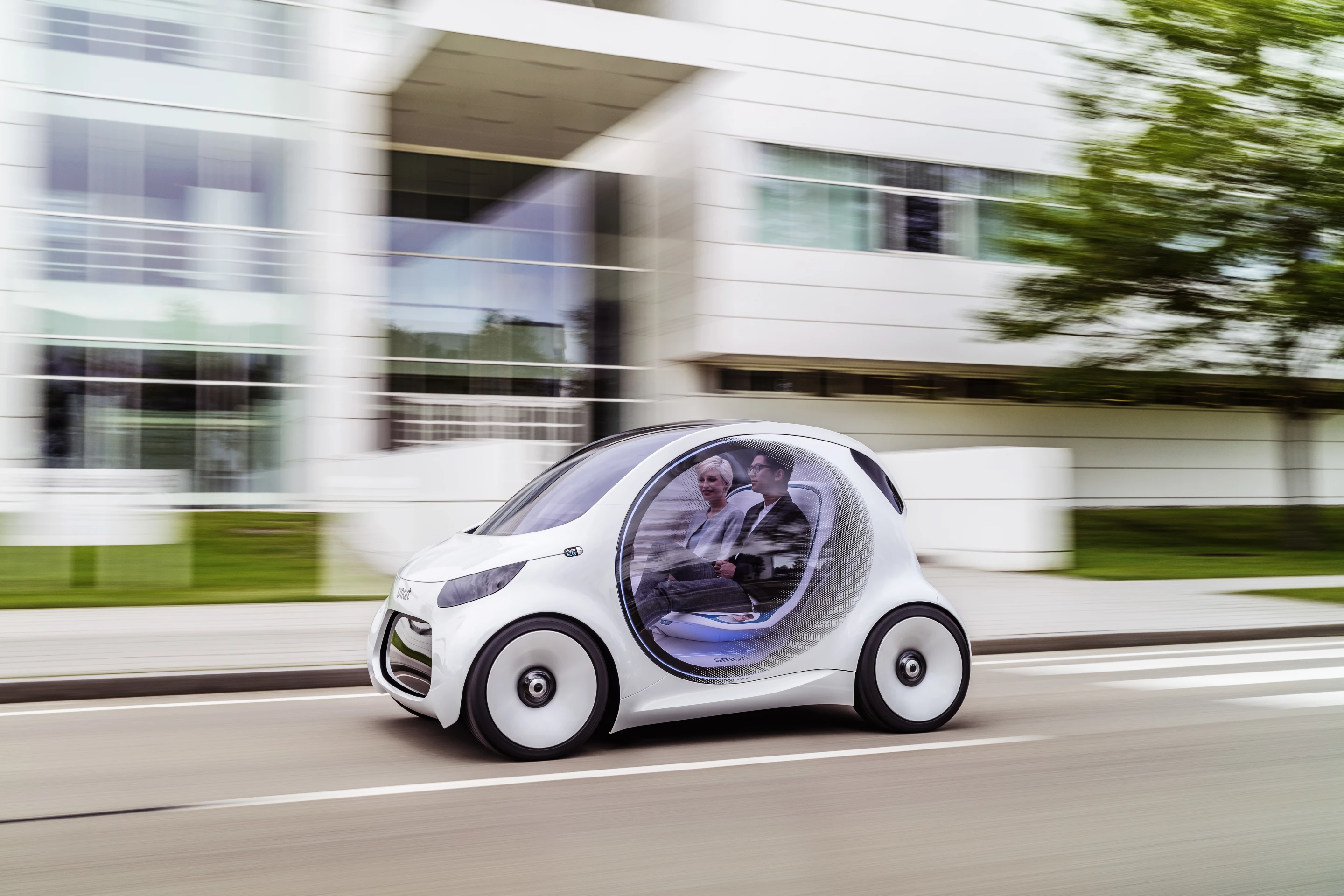 The Vision EQ ForTwo seats two passengers
