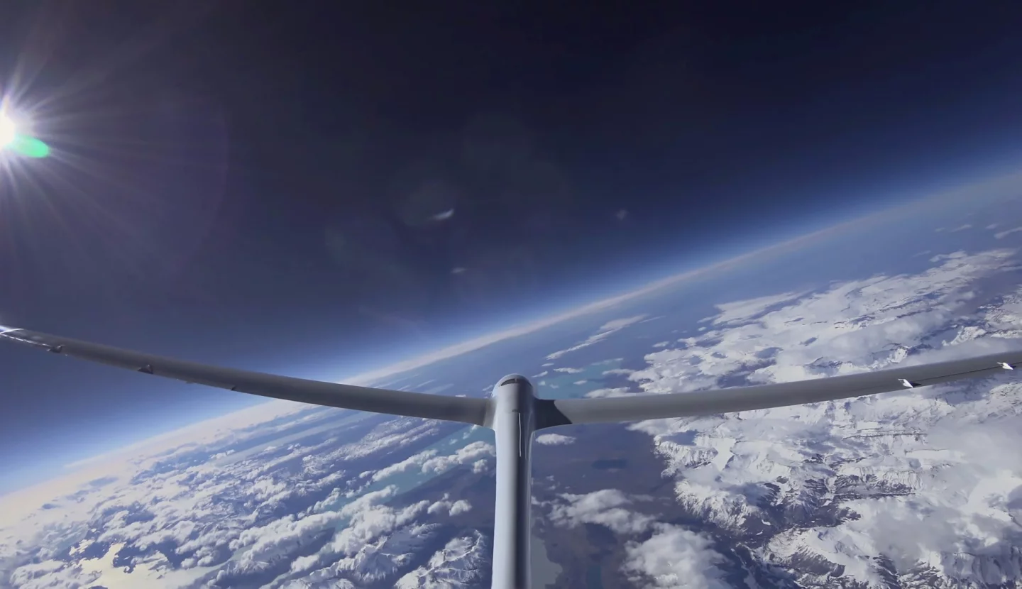 Perlan's tail camera showing hte view from 52,000 ft