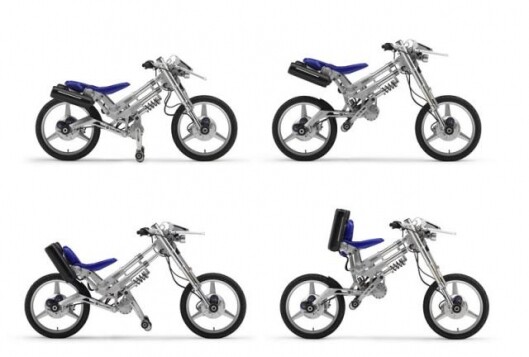 Yamaha's Deinonychus prototype of 2005 took full advantage of the greater chassis design freedom afforded by in-wheel motors, with 2WD and inbuilt "Stretch & Shrink" functions in the vertical and horizontal directions