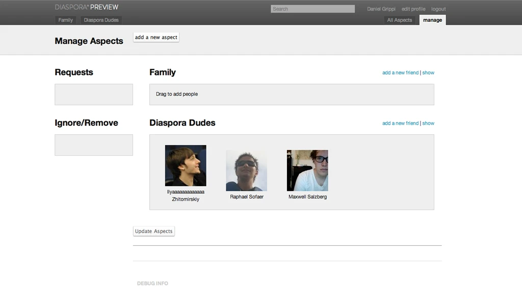 Diaspora screenshots