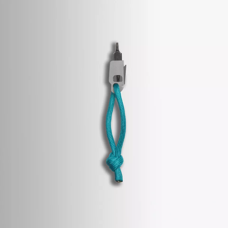 A tool attachment for the Parts' lanyard features a Torx #6 drive bit, #8 Torx and standard bit driver