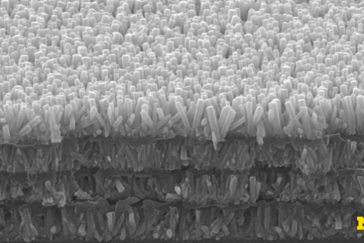 A microscope image of the stacked synthetic enamel