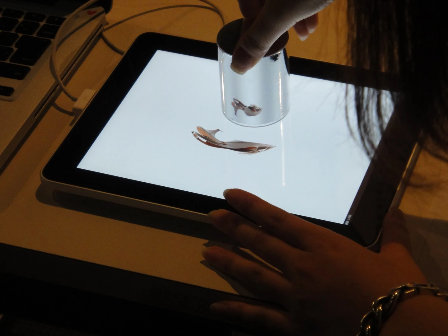 iPad anamorphicon with 3D display device (Photo: DigInfo)