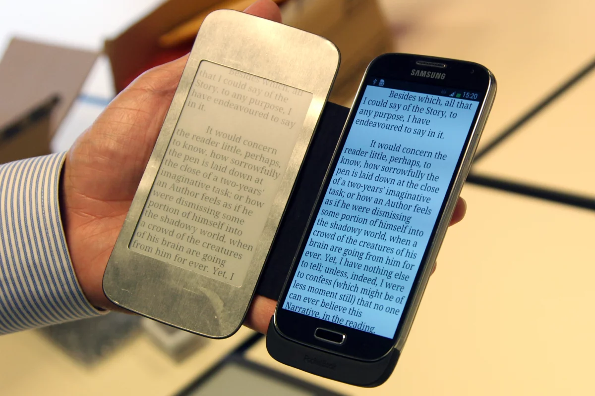 The CoverReader from Pocketbook was one of the prototype E Ink smartphone cases on show at IFA (Photo: Gizmag)