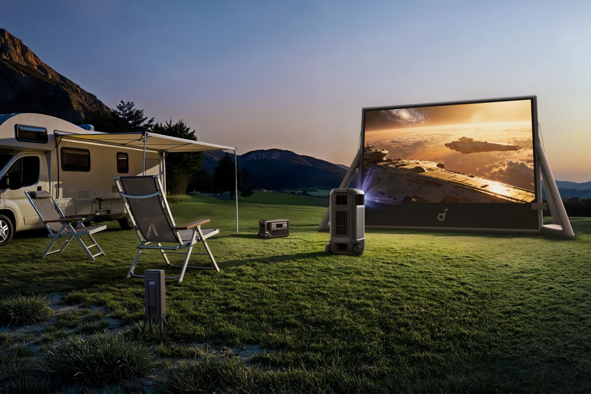 The Soundcore Nebula X1 Pro is billed as the "World's First Mobile Theater Station with 4K Laser Projection and 7.1.4 Spatial Sound"