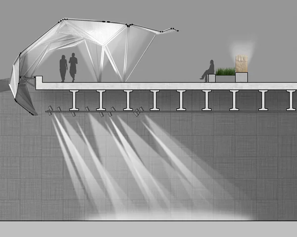 A section view of Design D for the Courtland Street/Ralph McGill Boulevard Bridge