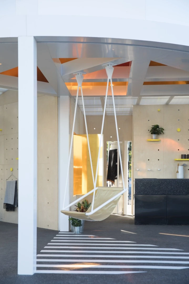 A swing adds to the playfulness factor in the Mini Living Urban Cabin Beijing