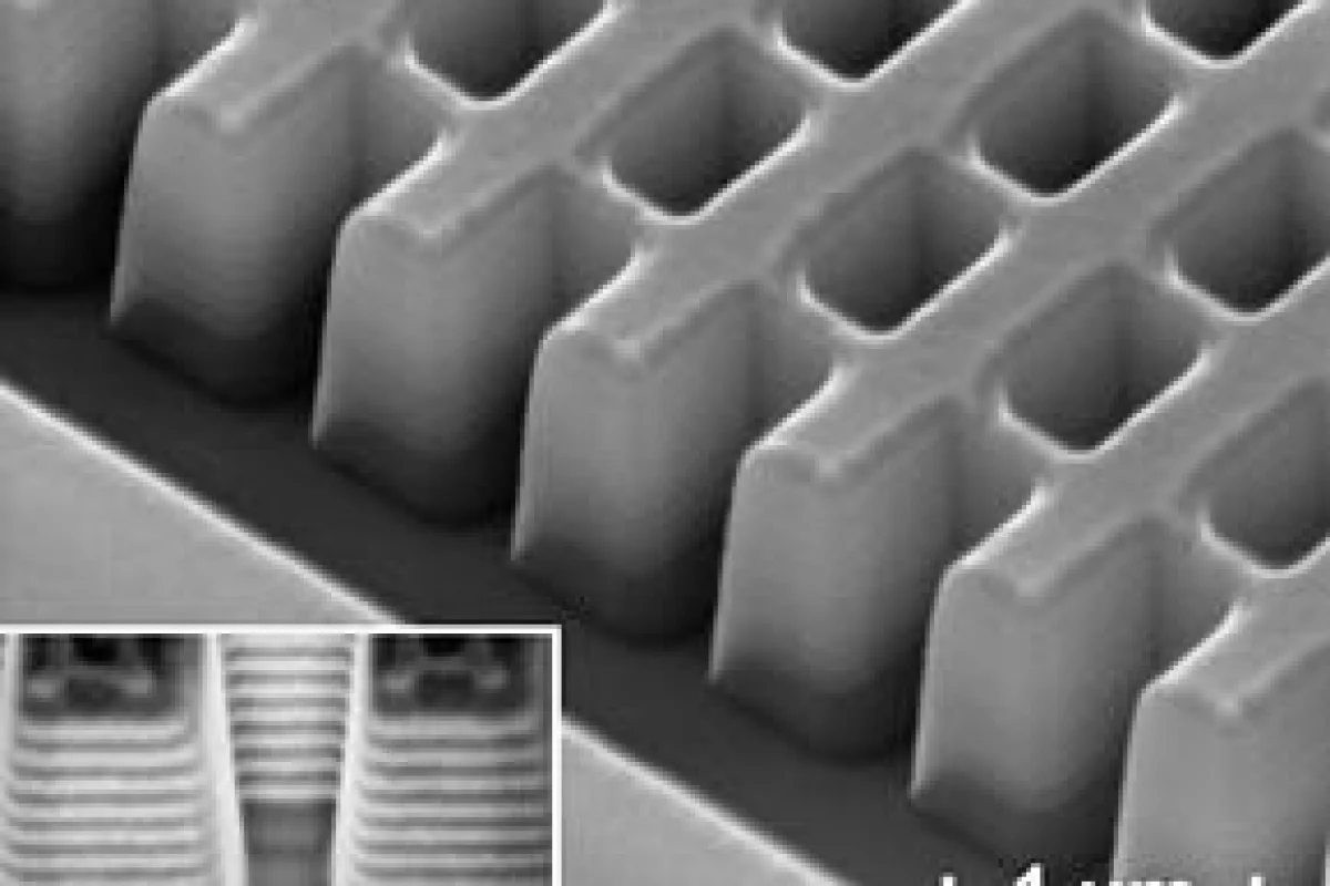 A scanning electron microscope image of the fabricated structure, developed by UC Berkeley researchers.Image: Jason Valentine/UC Berkeley