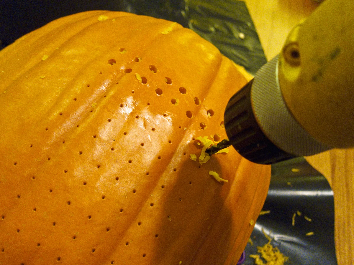 The next step was to drill holes for each LED