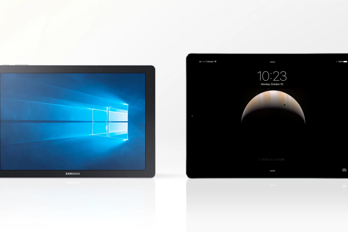 We compare the features and specs of the Samsung Galaxy TabPro S (left) and Apple iPad Pro