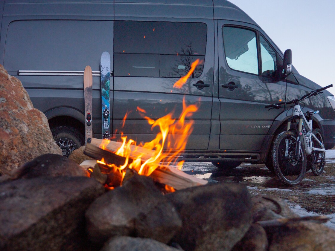Nothing like a crackling fire after a chilly day of skiing and biking