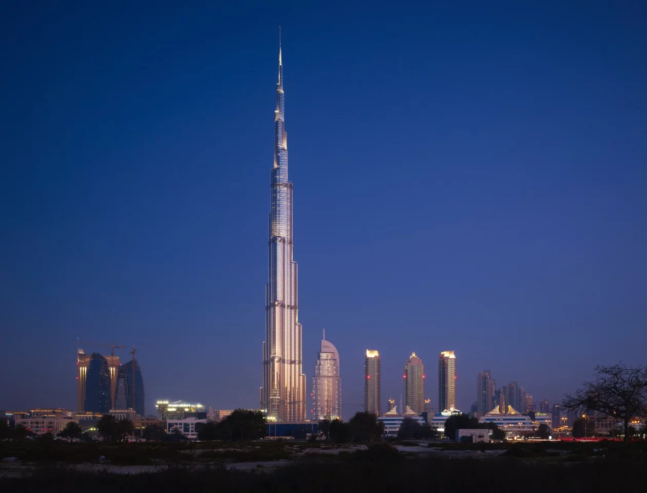 The Burj Khalifa is the world's tallest skyscraper and reaches an incredible height of 2,717 ft (828 m)