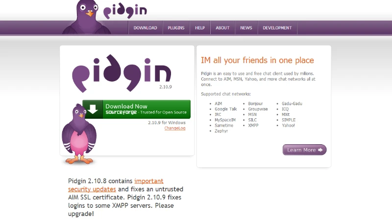Pidgin is a simple, stripped back instant messaging client