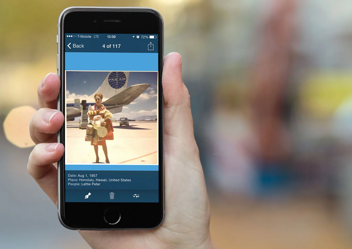 Photos scanned with the QromaScan app can be tagged with information including dates, location and the names of subjects