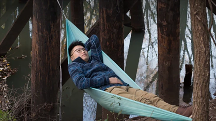 The DayLite Hammock is made from polyethelene and ripstop nylon