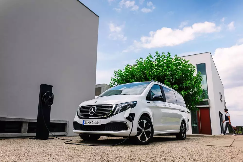 The EQV powers up in around 10 hours using Mercedes' Wallbox Home