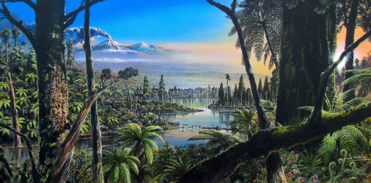 An artist's rendering of West Antarctica, which would have been a swampy forest around 90 million years ago