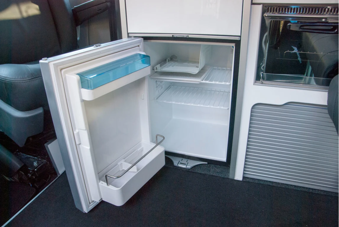 The Volksleisure camper has a Waeco compressor fridge