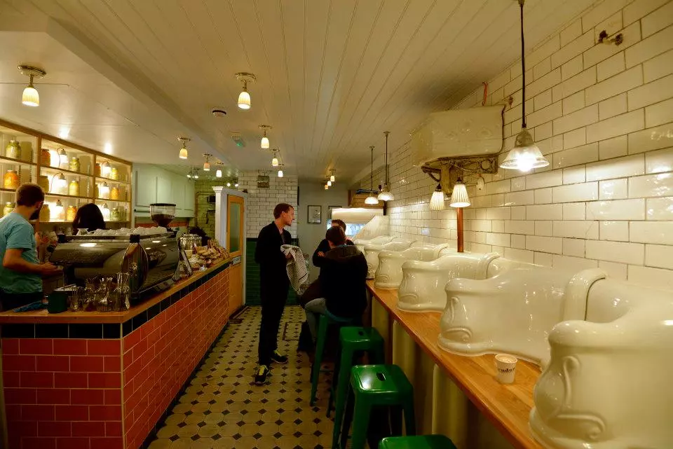 London residents Pete Tomlinson and Ben Russel have transformed an abandoned public toilet block in London into a cafe