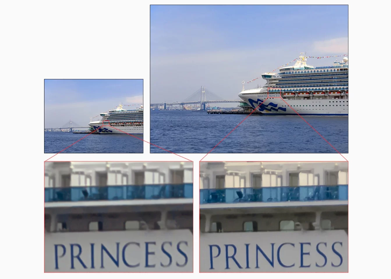 Images captured by the new 48 MP Sony IMX586 (right) are much bigger but just as sharp as those captured by a current 12 MP sensor (left)