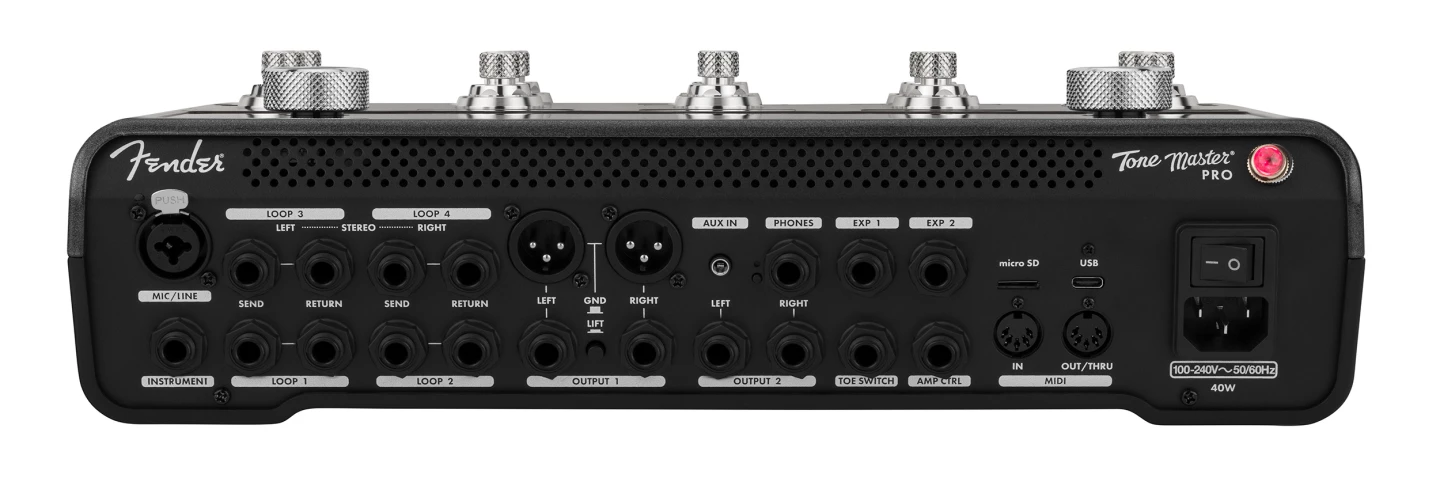 Mic and line inputs, no less than four effects loops, a built in power supply and a vast number of outputs and other connections