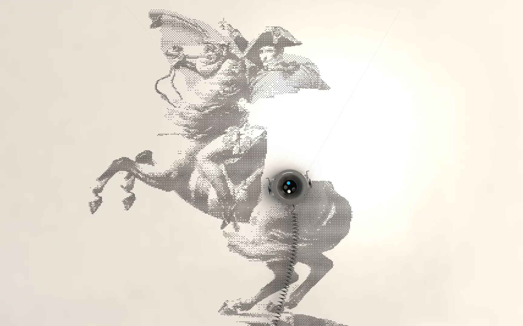 Scribit is suspended from two lightweight diagonal cables, and can reportedly be set up in just five minutes