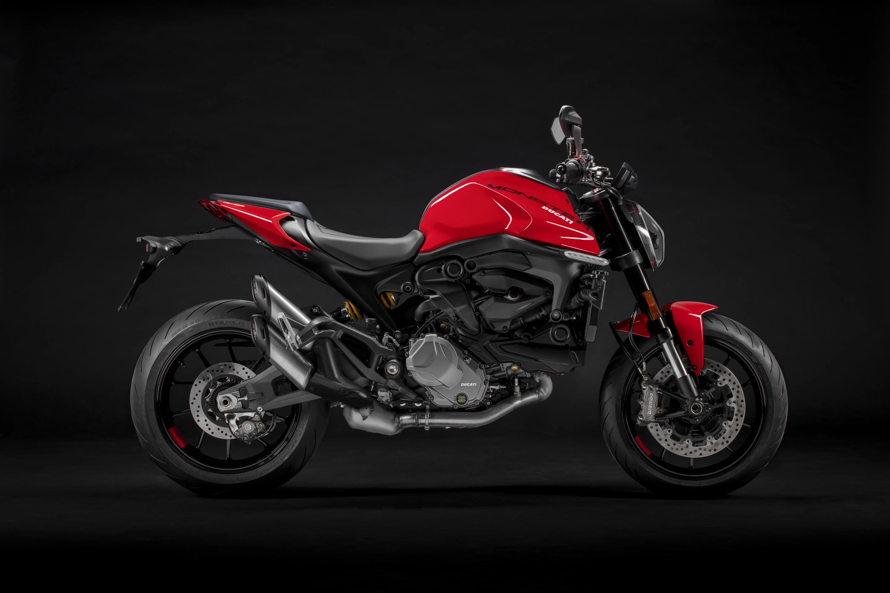 The new 2021 Monster in Ducati Red color