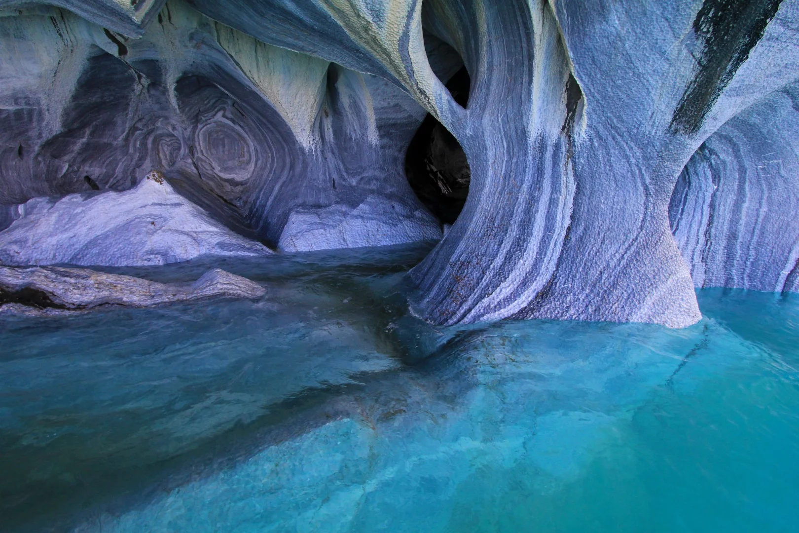 Carved into the Patagonian Andes in Chile, Las Cavernas de Mármol (Marble Caves) are among Patagonia’s most incredible natural wonders