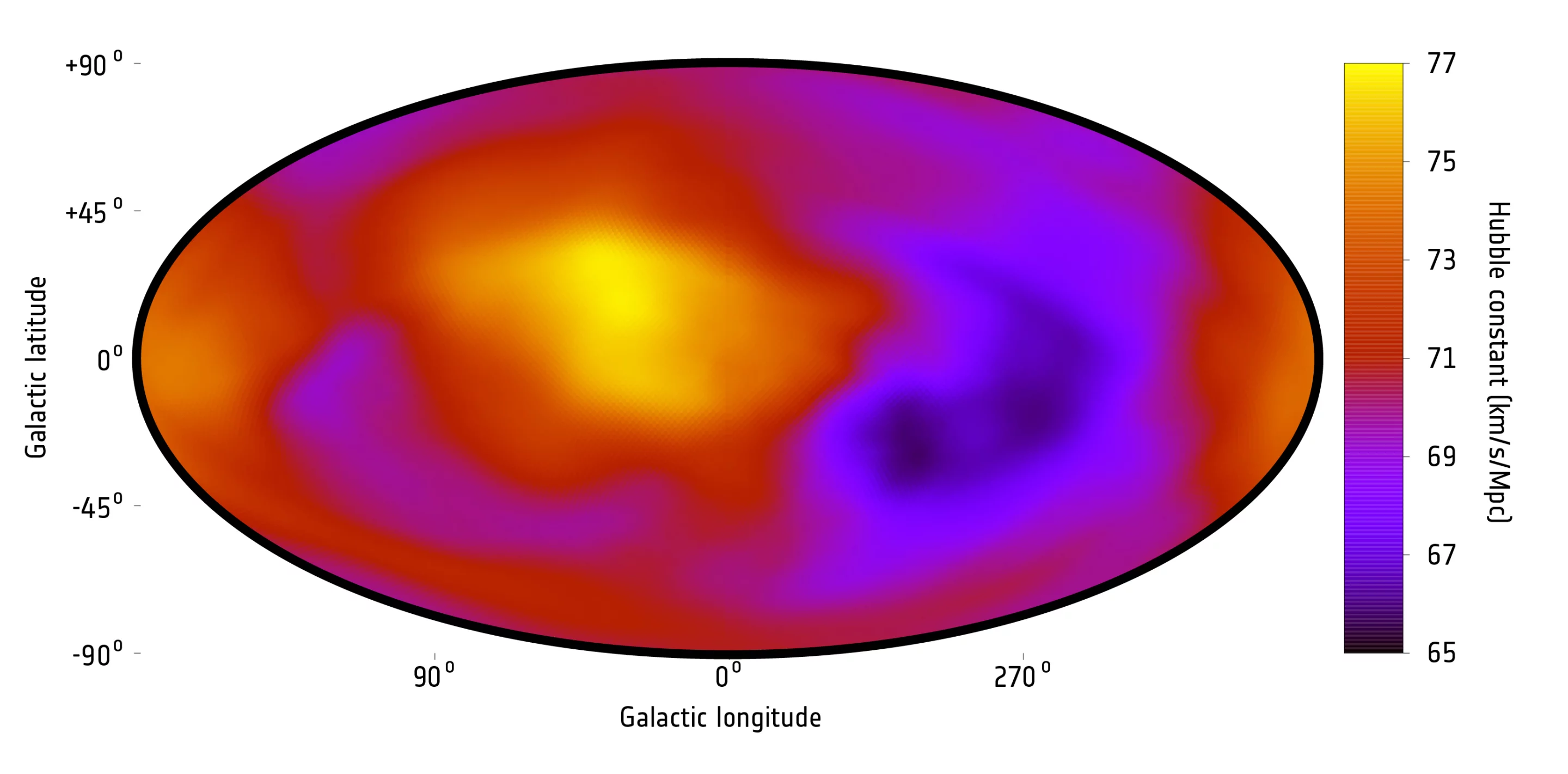 In this new X-ray map, yellow regions of space are expanding fastest, while purple areas are expanding slower