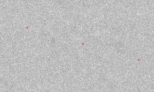 The red crosses indicate where asteroid 2006 QV89 would appear as a bright spot if it was on a collision course with Earth