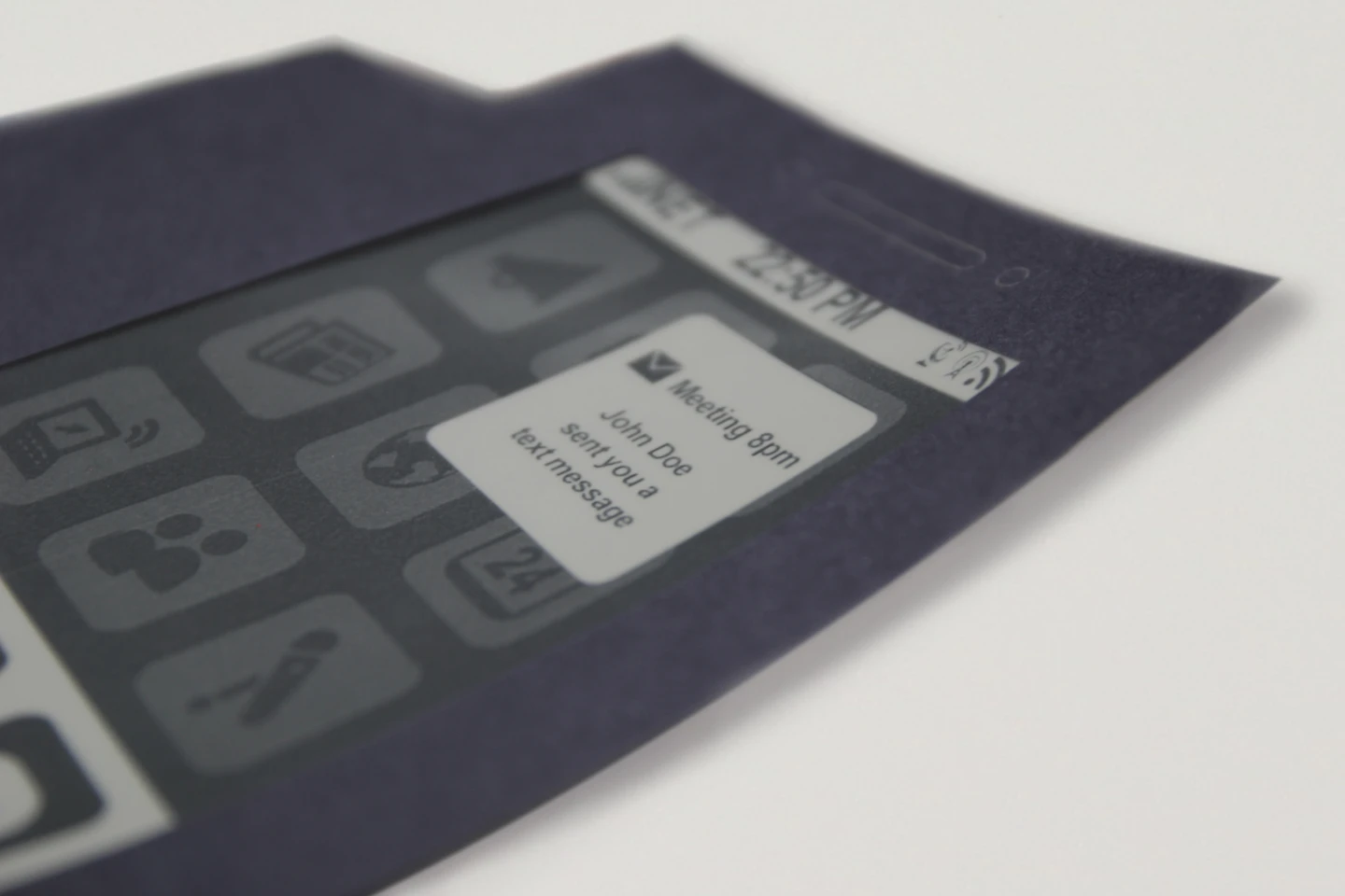 The MorePhone can be customized so that a curl of a particular corner indicates a text message or email