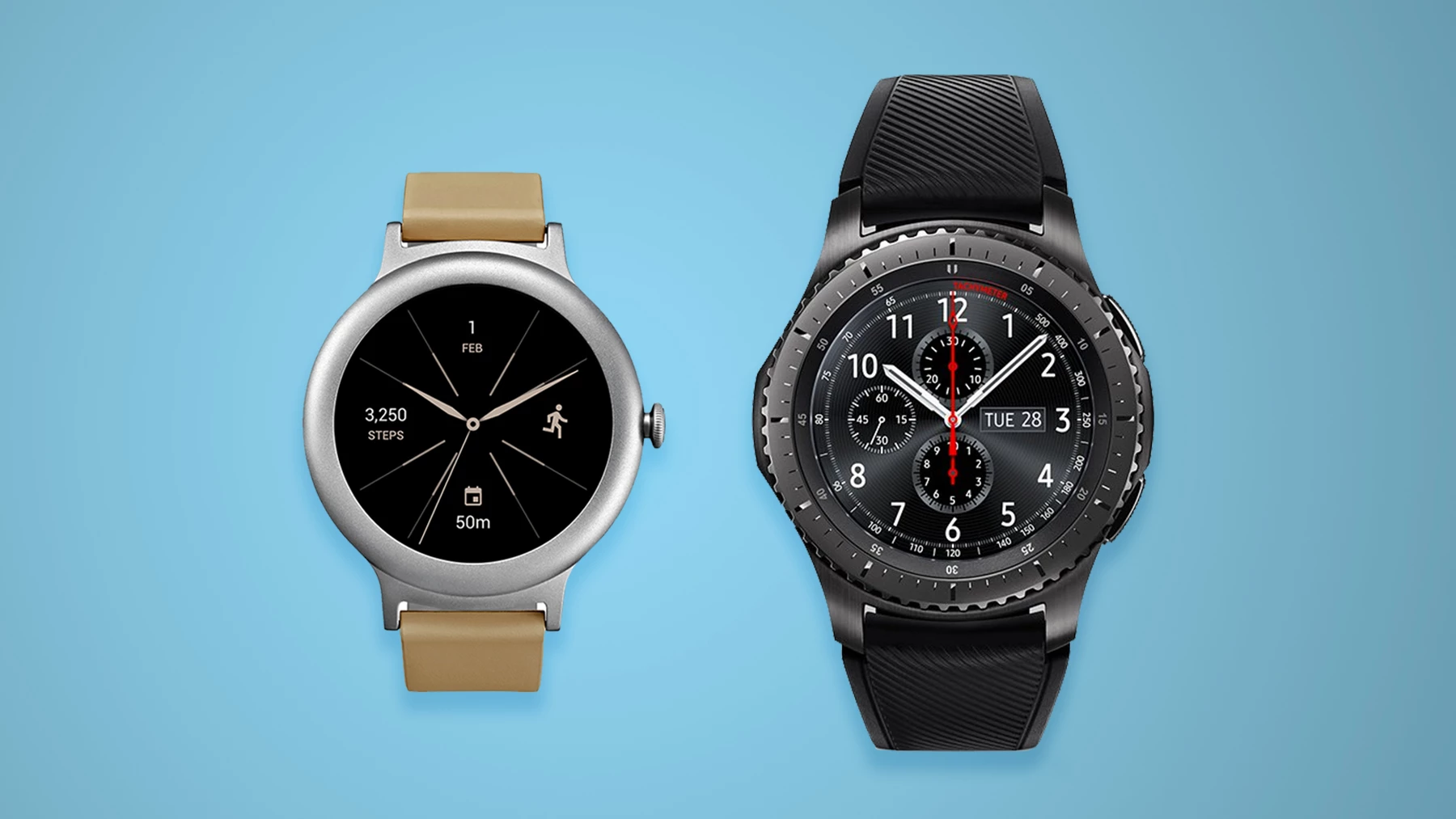Comparing the relatively minimal LG Watch Style with the hulking Samsung Gear S3