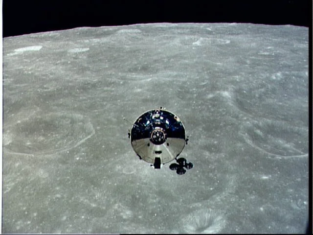 The CSM orbits the Moon